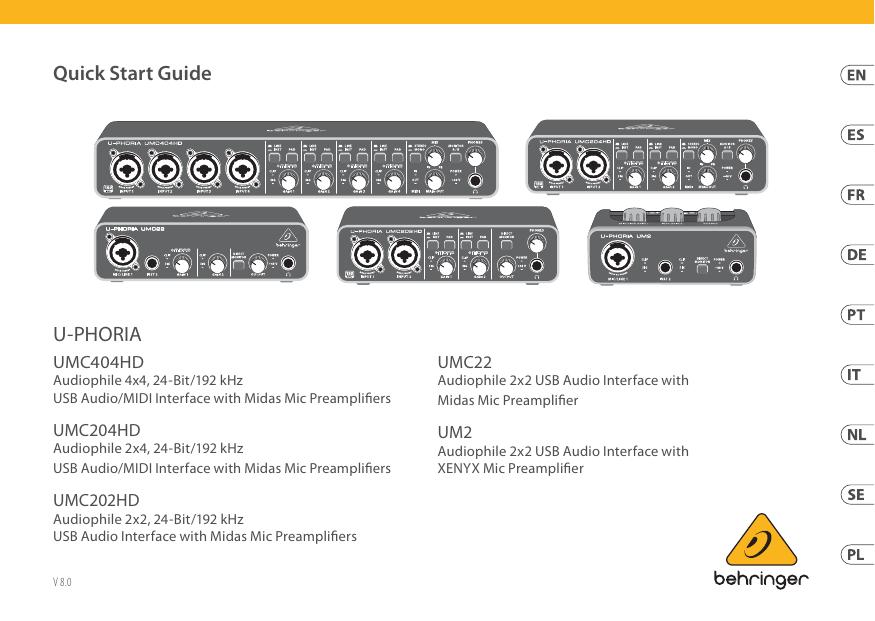 Behringer UMC204HD Quick Start Guide